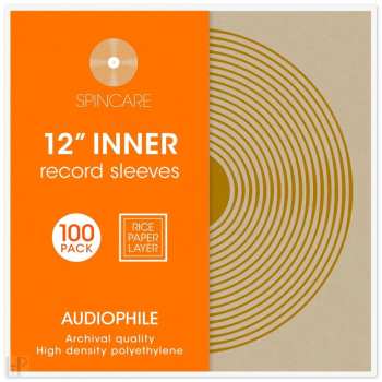 Hi-Fi Spincare Audiophile 12 Inch Inner Vinyl Record Sleeves - 100 Ks
