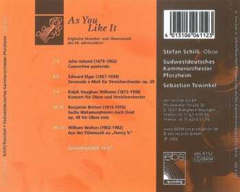CD Stefan Schilli: As You Like It (Englische Streicher- Und Oboenmusik Des 20. Jahrhunderts)