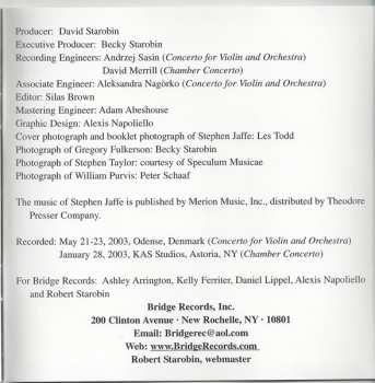 CD Odense Symfoniorkester: The Music Of Stephen Jaffe, Volume Two: Concerto For Violin And Orchestra • Chamber Concerto ("Singing Figures") 