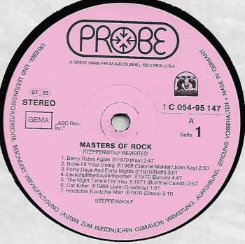 LP Steppenwolf: Masters Of Rock - Steppenwolf Revisited