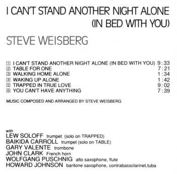 CD Steve Weisberg: I Can't Stand Another Night Alone (In Bed With You)