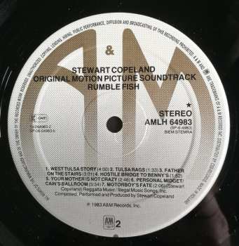 LP Stewart Copeland: Rumble Fish (The Original Motion Picture Soundtrack)