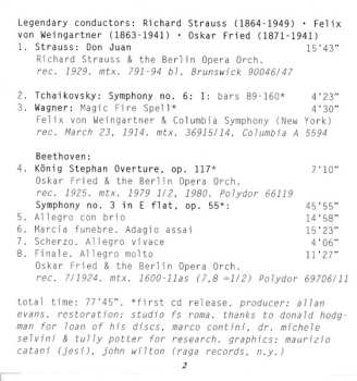 CD Richard Strauss: Legendary Conductors - 1924 First Eroica Recording, Oskar Fried