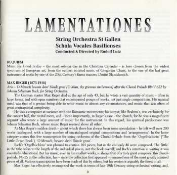 CD String Orchestra St. Gallen: Lamentationes