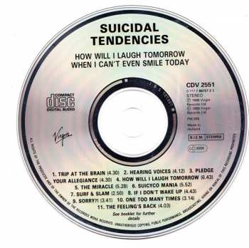 CD Suicidal Tendencies: How Will I Laugh Tomorrow When I Can't Even Smile Today