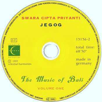 CD Swara Cipta Priyanti: Jegog (The Music Of Bali - Volume One)