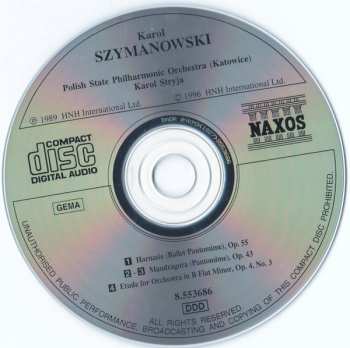 CD Karol Szymanowski: Harnasie (Ballet Pantomime) • Mandragora (Pantomime) • Etude For Orchestra