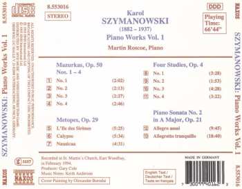 CD Karol Szymanowski: Piano Works Vol. 1 (Piano Sonata No. 2, Op. 21 / Mazurka, Op. 50 • Metopes, Op. 29 / Four Studies, Op. 4)