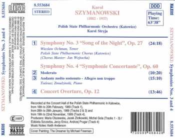CD Karol Szymanowski: Symphony No. 3 "Song Of The Night" / Symphony No. 4 "Symphony Concertante" / Concert Overture