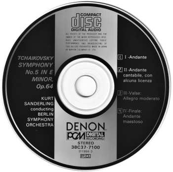 CD Pyotr Ilyich Tchaikovsky: Symphony No. 5 In E Minor, Op. 64