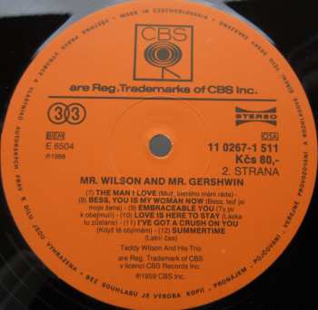 LP Teddy Wilson Trio: Mr. Wilson And Mr. Gershwin