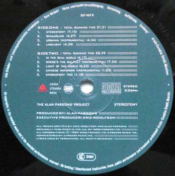 LP The Alan Parsons Project: Stereotomy CLR