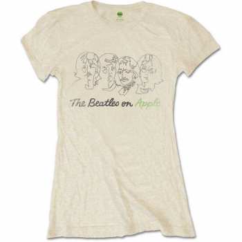 Merch The Beatles: Women's T-shirt Outline Faces On Apple 