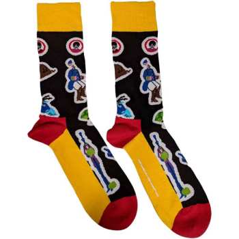 Merch The Beatles: The Beatles Unisex Ankle Socks: Portholes & Characters (black) (uk Size 4 - 7) 36 - 42