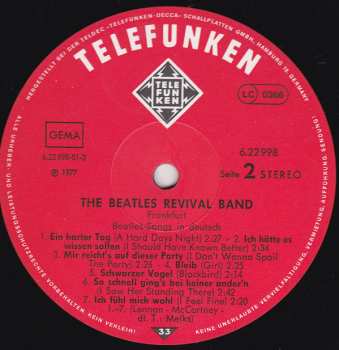 LP The Beatles Revival Band: Beatles Songs In Deutsch