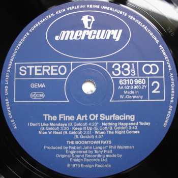 LP The Boomtown Rats: The Fine Art Of Surfacing