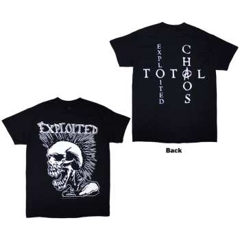 Merch The Exploited: The Exploited Unisex T-shirt: Mohican Skull (black) (back Print) (small) S