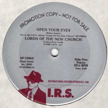 LP Lords Of The New Church: Open Your Eyes b/w Holy War
