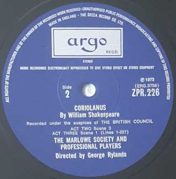 4LP/Box Set William Shakespeare: Coriolanus