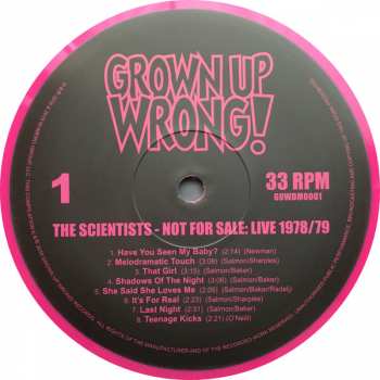 2LP The Scientists: Not For Sale: Live 1978/79 CLR