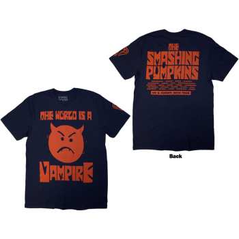 Merch The Smashing Pumpkins: The Smashing Pumpkins Unisex T-shirt: World Is A Vampire (navy Blue) (back Print) (small) S