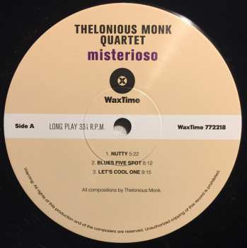 LP The Thelonious Monk Quartet: Misterioso LTD