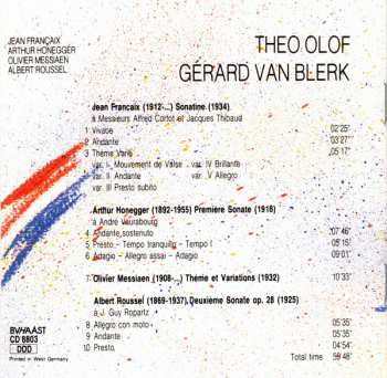 CD Theo Olof: French Music For Violin And Piano = Musique Française Pour Violon Et Piano