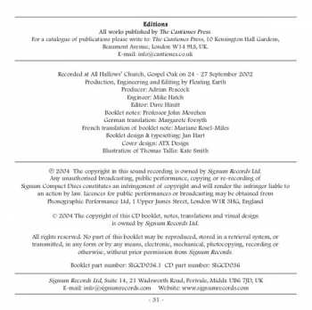 CD Thomas Tallis: Lamentations And Contrafacta