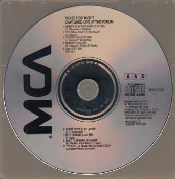 CD Three Dog Night: Captured Live At The Forum