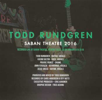 LP Todd Rundgren: Saban Theatre 2016