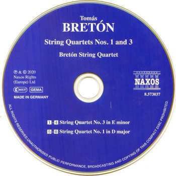 CD Cuarteto Bretón: String Quartets Nos. 1 And 3