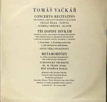 LP The Prague Symphony Orchestra: Concerto Recitativo / Tři Dopisy Dívkám / Metamorfózy