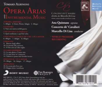 CD Tomaso Albinoni: Opera Arias And Instrumental Music