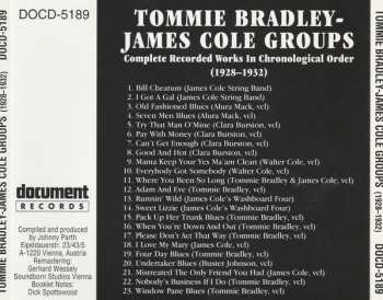 CD Tommie Bradley: The Tommie Bradley - James Cole Groups 1928-32 (Complete Recorded Works In Chronological Order)