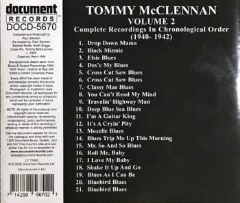 CD Tommy McClennan: Complete Recordings In Chronological Order - Volume 2: 1940 - 1942