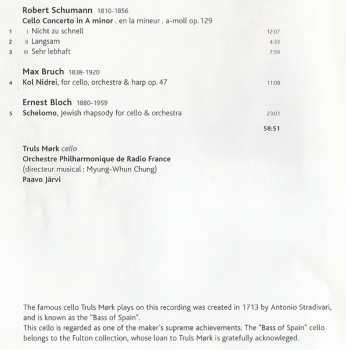 CD Robert Schumann: Cello Concerto | Schelomo | Kol Nidrei