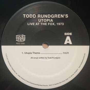 2LP Utopia: Live At The Fox 1973