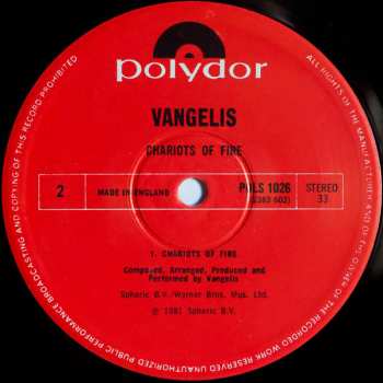 LP Vangelis: Chariots Of Fire LTD