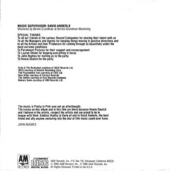 CD Various: Pretty In Pink (The Original Motion Picture Soundtrack)