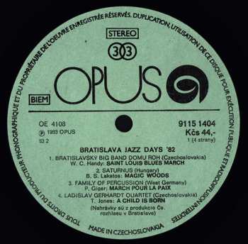 2LP Various: Bratislava Jazz Days 1982