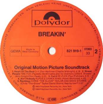 LP Various: Breakin' (Original Motion Picture Soundtrack)
