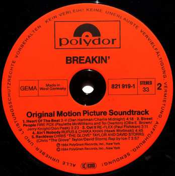 LP Various: Breakin' (Original Motion Picture Soundtrack)