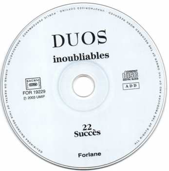 CD Various: Duos Inoubliables  22 Succès