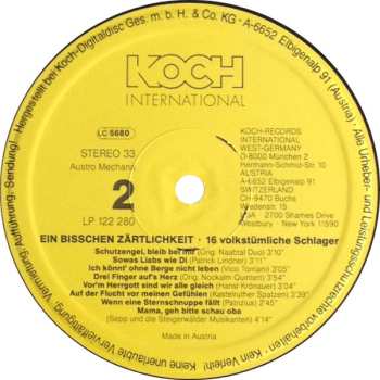 LP Various: Ein Bißchen Zärtlichkeit 16 Volkstümliche Schlager