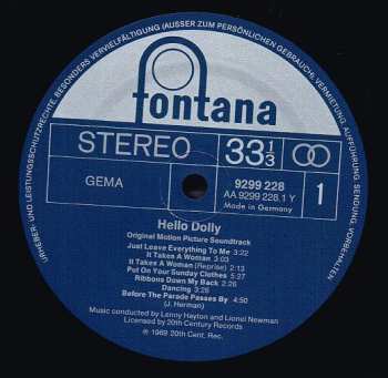 LP Various: Hello Dolly! (Original Motion Picture Soundtrack Album)