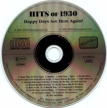 CD Various: Hits Of 1930
