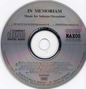 CD Various: In Memoriam - Music For Solemn Occasions