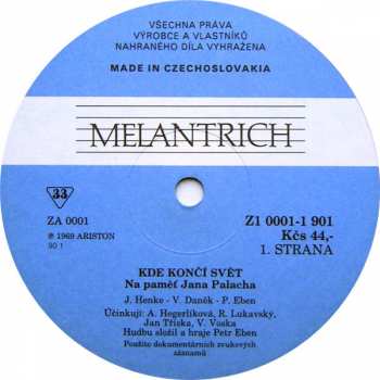 LP Various: Kde Končí Svět (Na Paměť Jana Palacha)