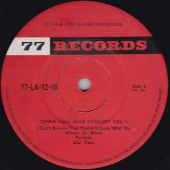 LP Various: New York Town Hall Jazz Concert Vol 1