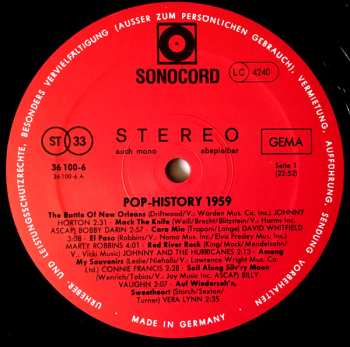 LP Various: Pop History 1959